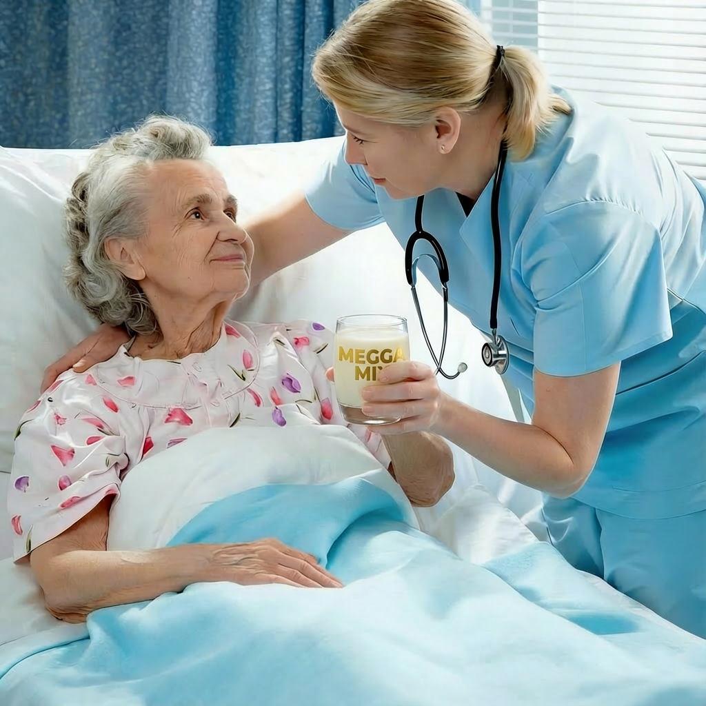 senior woman nurse care megga mix hospital bed compassionate assistance 2026